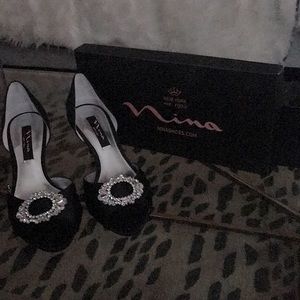 Nina Shoes Black Crystah-LS Black Luster Sz. 8M